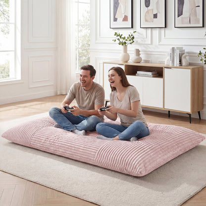 Convertible Bean Bag Floor Sofa, Corduroy Cover, Pink