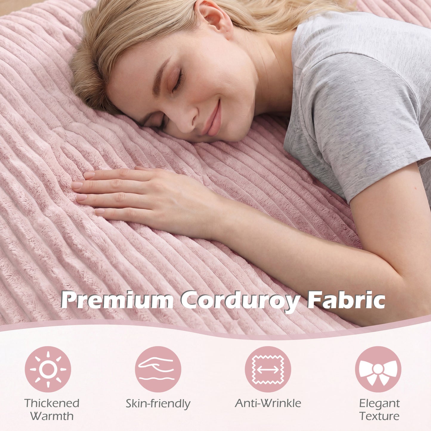 Convertible Bean Bag Floor Sofa, Corduroy Cover, Pink