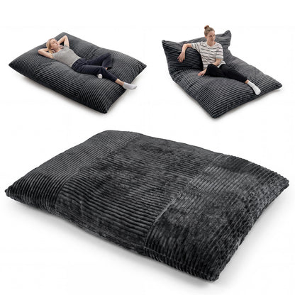 Convertible Bean Bag Floor Sofa, Machine-Washable Corduroy, Dark Gray