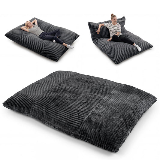 Convertible Bean Bag Floor Sofa, Machine-Washable Corduroy, Dark Gray Floor Chairs Dark Gray at Gallery Canada