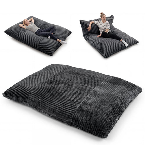 Convertible Bean Bag Floor Sofa, Machine-Washable Corduroy, Dark Gray