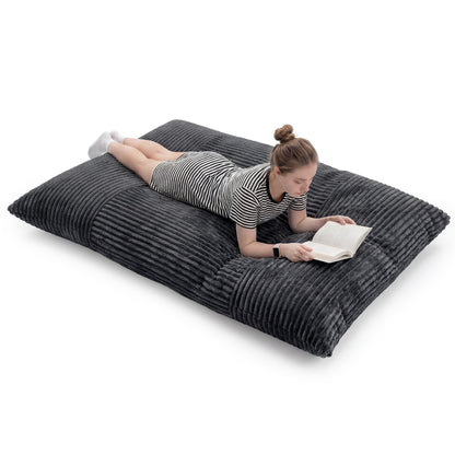 Convertible Bean Bag Floor Sofa, Machine-Washable Corduroy, Dark Gray