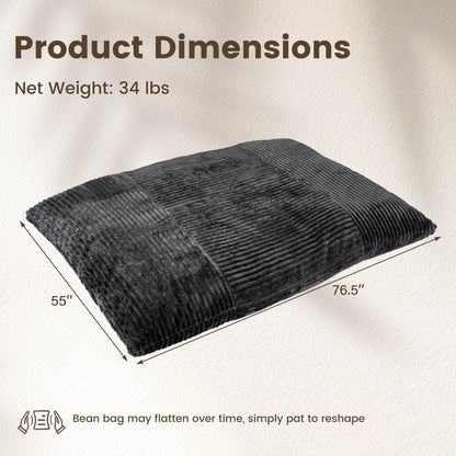 Convertible Bean Bag Floor Sofa, Machine-Washable Corduroy, Dark Gray