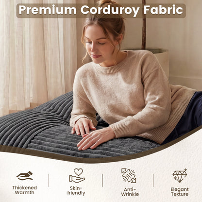 Convertible Bean Bag Floor Sofa, Machine-Washable Corduroy, Dark Gray