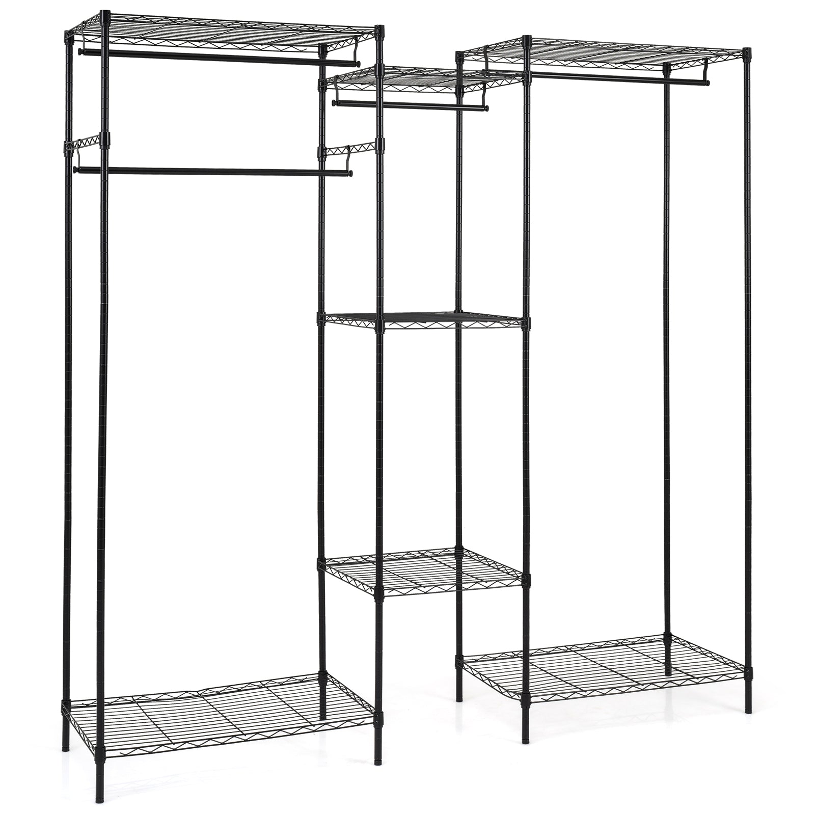 Convertible Clothes Organizer with L-shape and Horizontal Installation, Black Clothing & Closet Storage at Gallery Canada