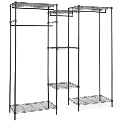 Convertible Clothes Organizer with L-shape and Horizontal Installation, Black Clothing & Closet Storage at Gallery Canada