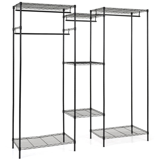 Convertible Clothes Organizer with L-shape and Horizontal Installation, Black Clothing & Closet Storage Black at Gallery Canada
