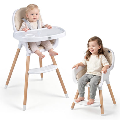 Convertible High Chair With 5-Point Harness For Babies, Toddlers, Beige