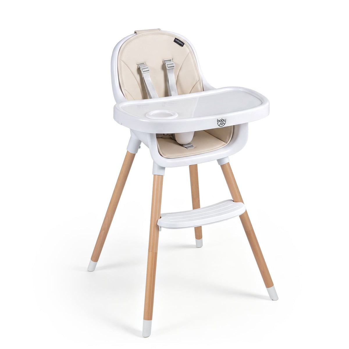 Convertible High Chair With 5-Point Harness For Babies, Toddlers, Beige