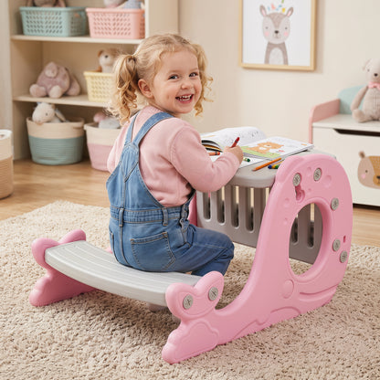 Kids Activity Table Set Toddler Easel, Whiteboard, Pink