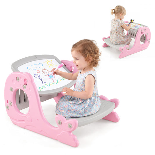 Kids Activity Table Set Toddler Easel, Whiteboard, Pink Art Easels Pink at Gallery Canada