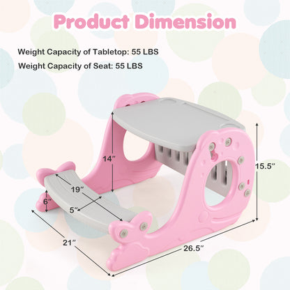 Kids Activity Table Set Toddler Easel, Whiteboard, Pink