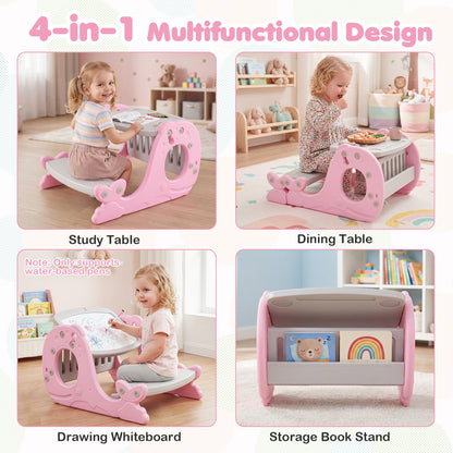 Kids Activity Table Set Toddler Easel, Whiteboard, Pink