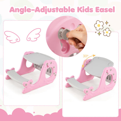 Kids Activity Table Set Toddler Easel, Whiteboard, Pink