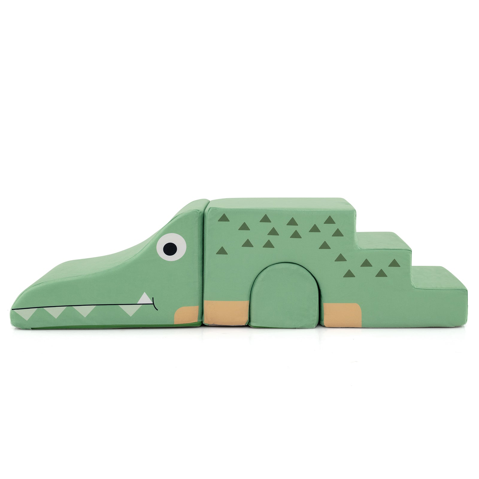 Convertible Kids Play Couch Sofa with Removable Velvet Covers-GN, Green Climbers & Slides at Gallery Canada