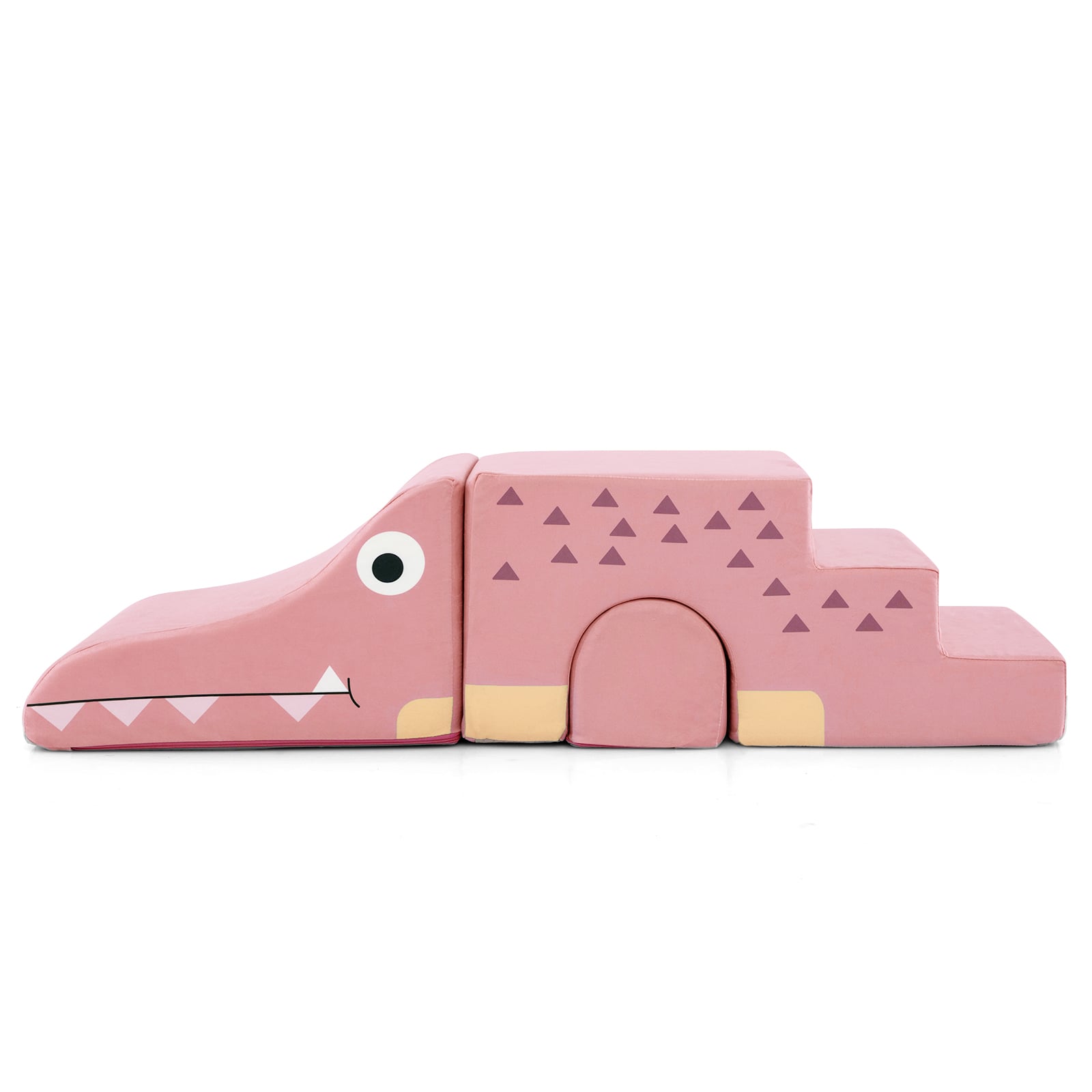Convertible Kids Play Couch Sofa with Removable Velvet Covers-PI, Pink Climbers & Slides at Gallery Canada