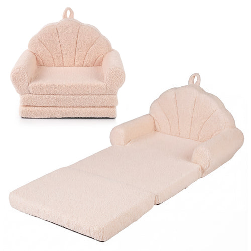 Convertible Kids Sofa, 2-in-1 Fold Out Toddler Couch Chair, Beige