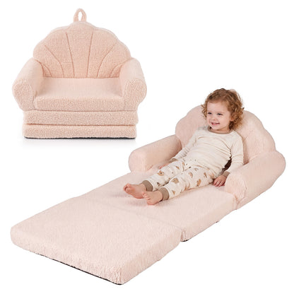 Convertible Kids Sofa, 2-in-1 Fold Out Toddler Couch Chair, Beige Kids Chairs & Seating at Gallery Canada