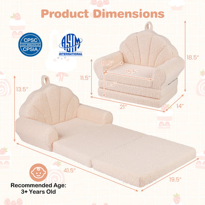 Convertible Kids Sofa, 2-in-1 Fold Out Toddler Couch Chair, Beige Kids Chairs & Seating at Gallery Canada