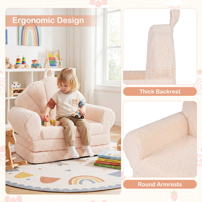 Convertible Kids Sofa, 2-in-1 Fold Out Toddler Couch Chair, Beige Kids Chairs & Seating at Gallery Canada