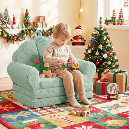 Convertible Kids Sofa, 2-In-1 Fold Out Toddler Couch Chair, Green Kids Chairs & Seating at Gallery Canada