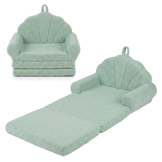 Convertible Kids Sofa, 2-In-1 Fold Out Toddler Couch Chair, Green Kids Chairs & Seating Green at Gallery Canada