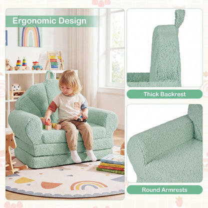 Convertible Kids Sofa, 2-In-1 Fold Out Toddler Couch Chair, Green Kids Chairs & Seating at Gallery Canada