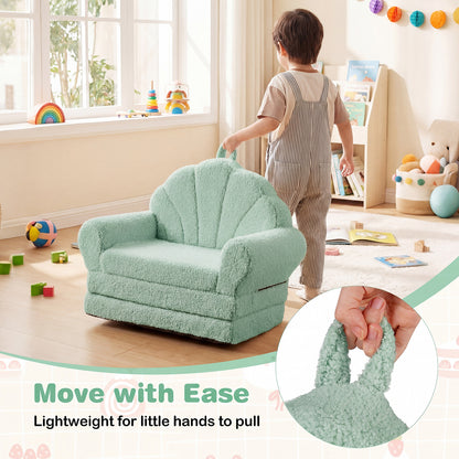 Convertible Kids Sofa, 2-In-1 Fold Out Toddler Couch Chair, Green Kids Chairs & Seating at Gallery Canada