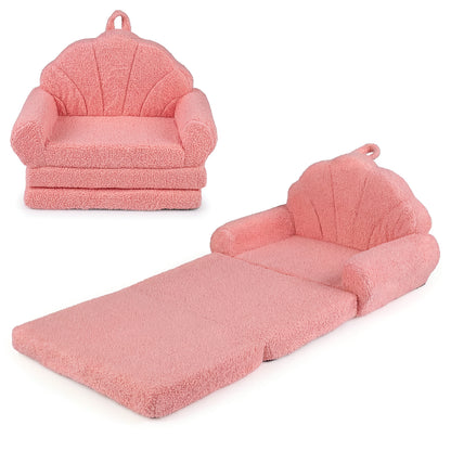 Convertible Kids Sofa, 2-in-1 Fold Out Toddler Couch Chair, Pink Kids Chairs & Seating Pink at Gallery Canada