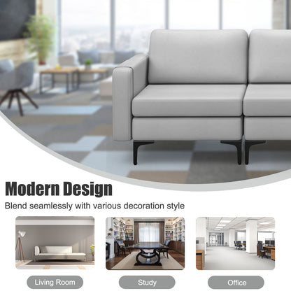 Convertible Leather Sofa Couch, 3-Seat, 2 USB Ports, Light Gray Sofas & Loveseats at Gallery Canada