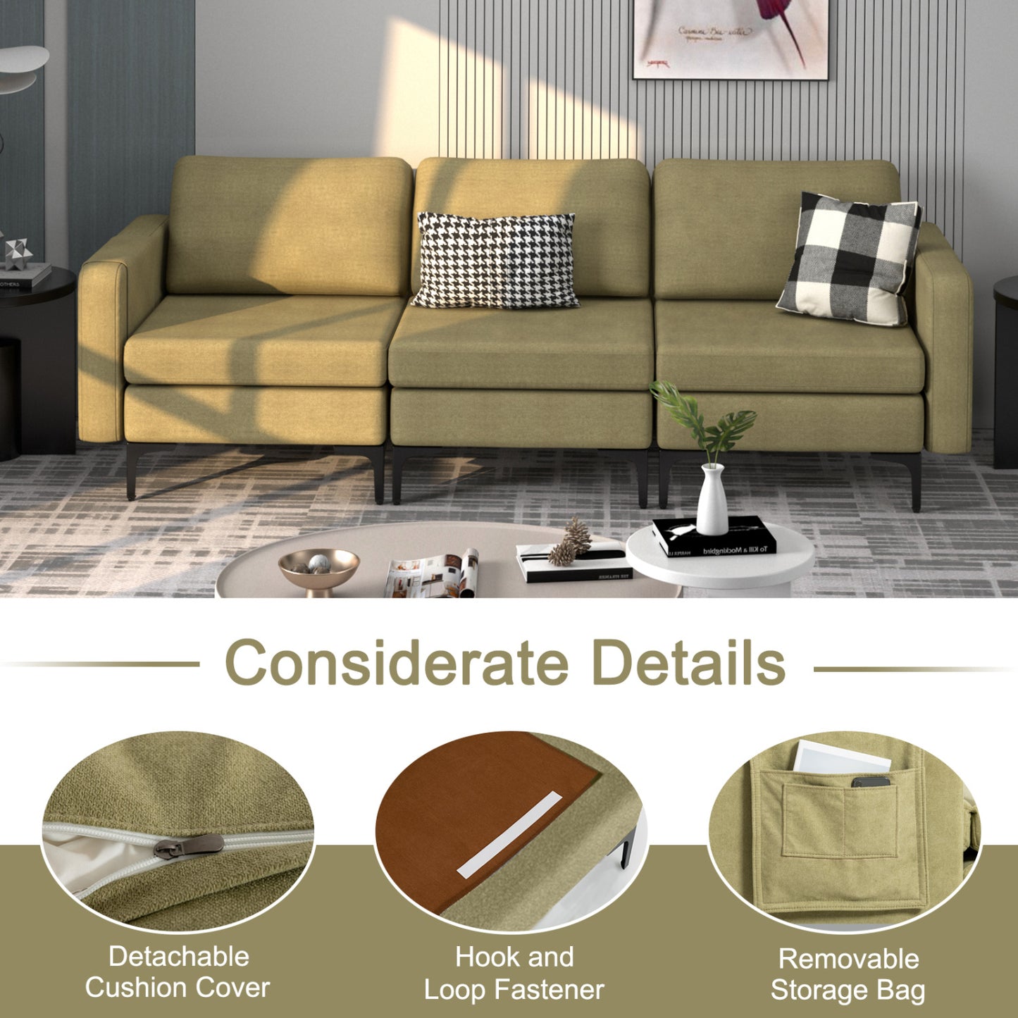 Convertible Leather Sofa Couch, 3-Seat, With USB Ports, Green Sofas & Loveseats at Gallery Canada