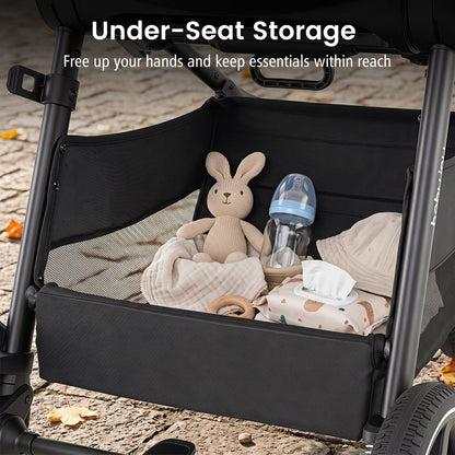 Poussette de voyage convertible pour bébé avec adaptateurs pour siège auto, bleue