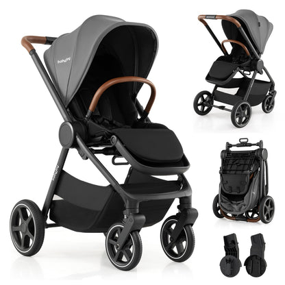 Poussette de voyage convertible pour bébé, grise