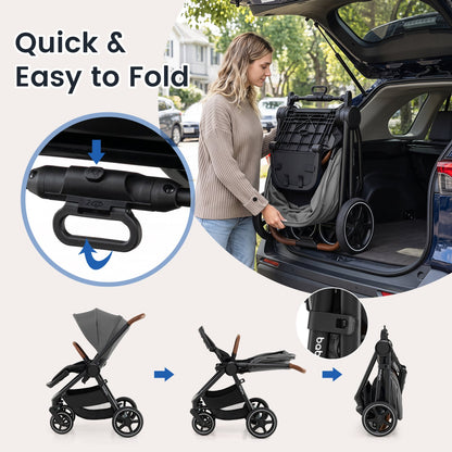 Poussette de voyage convertible pour bébé, grise
