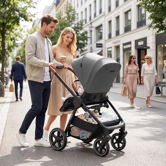 Convertible Travel Baby Stroller, Gray Baby Strollers Gray at Gallery Canada