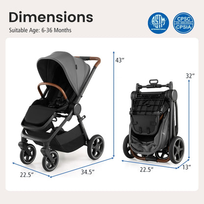 Poussette de voyage convertible pour bébé, grise