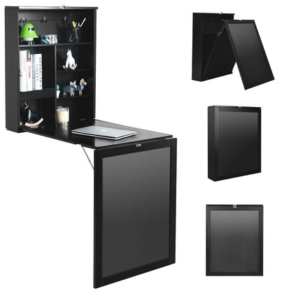 Convertible Wall Mounted Table With Chalkboard, Black Laptop Tables & Printer Stands at Gallery Canada