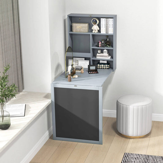 Convertible Wall Mounted Table With Chalkboard, Gray Laptop Tables & Printer Stands Gray at Gallery Canada