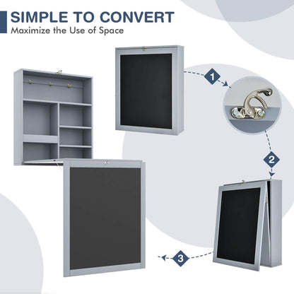 Convertible Wall Mounted Table With Chalkboard, Gray Laptop Tables & Printer Stands at Gallery Canada