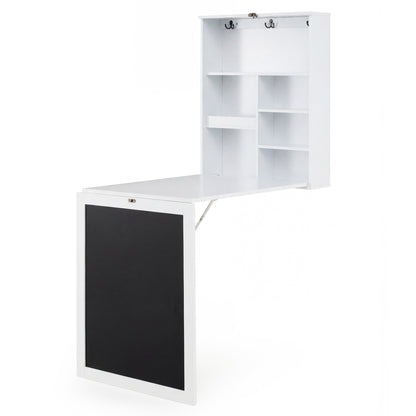 Convertible Wall Mounted Table With Chalkboard, White Laptop Tables & Printer Stands at Gallery Canada