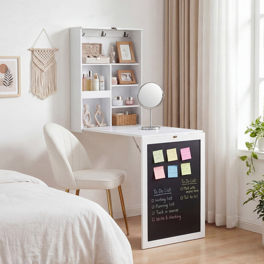 Convertible Wall Mounted Table With Chalkboard, White Laptop Tables & Printer Stands White at Gallery Canada