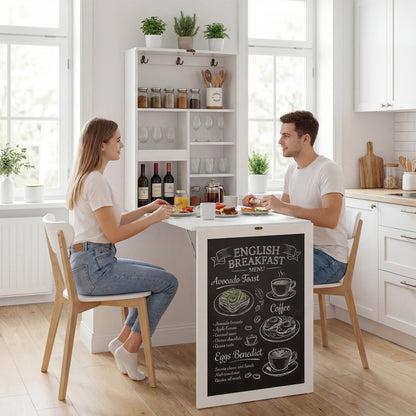 Convertible Wall Mounted Table With Chalkboard, White Laptop Tables & Printer Stands at Gallery Canada