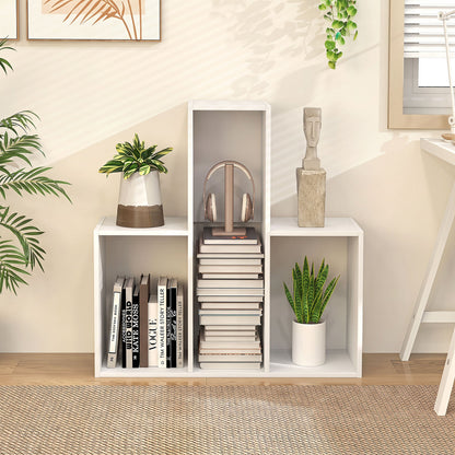 3-Tier Convex Bookshelf, Anti-Topple, White