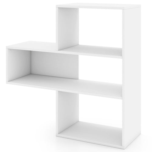 3-Tier Convex Bookshelf, Anti-Topple, White