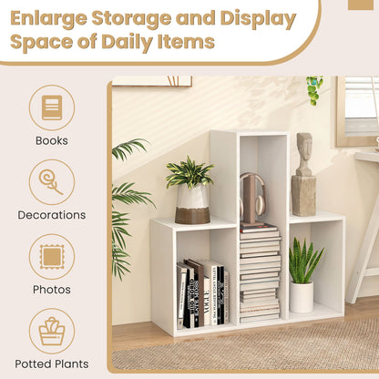 3-Tier Convex Bookshelf, Anti-Topple, White