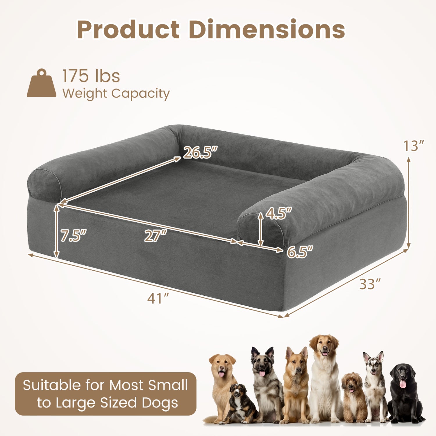 Cooling Gel Memory Foam Dog Bed, Medium, Dark Gray Dog Supplies at Gallery Canada