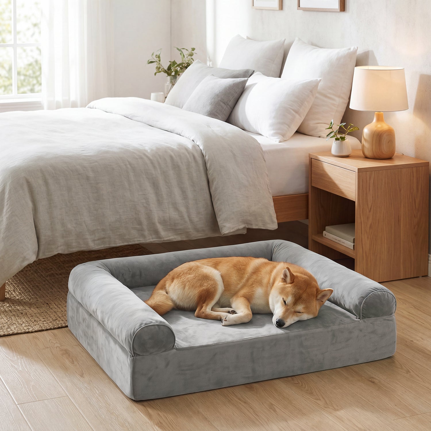 Cooling Gel Memory Foam Dog Bed, Medium, Light Gray Dog Supplies at Gallery Canada