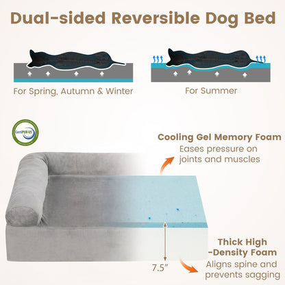 Cooling Gel Memory Foam Dog Bed, Medium, Light Gray Dog Supplies at Gallery Canada