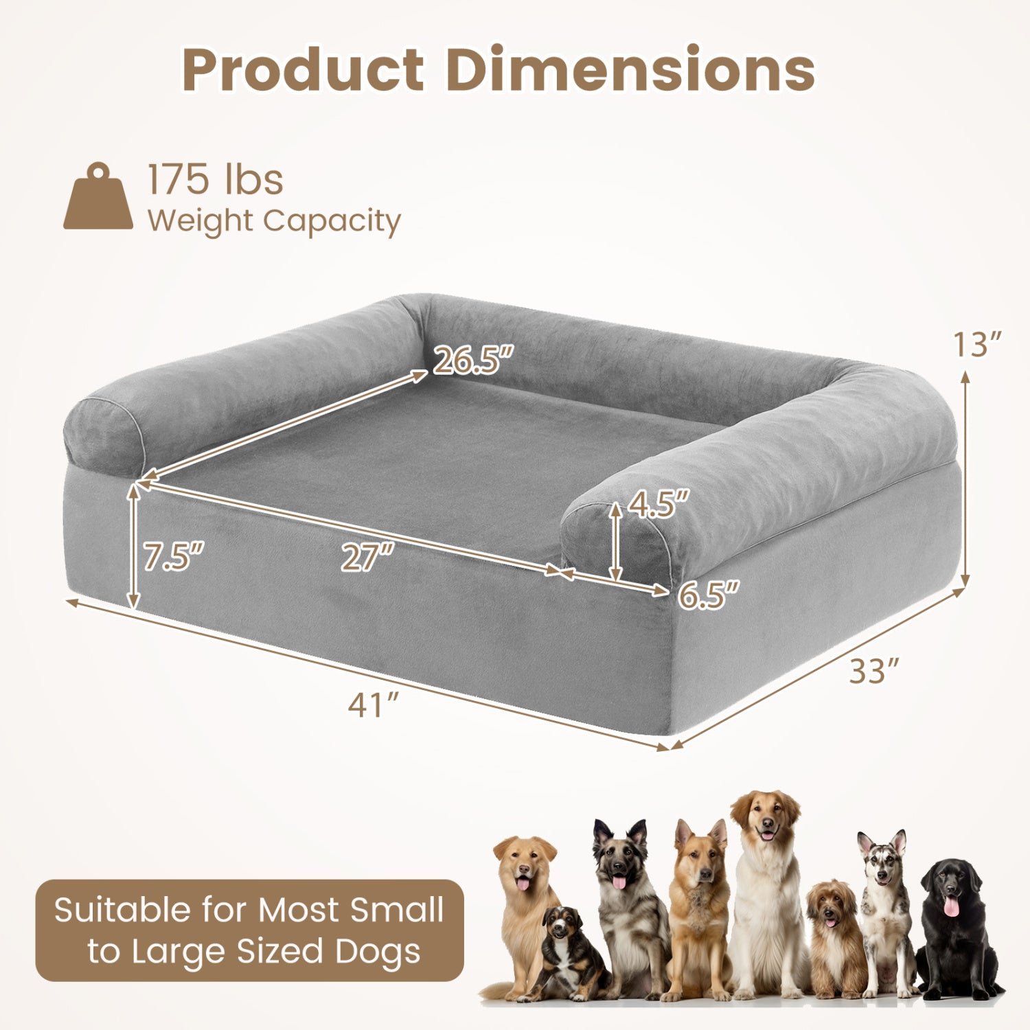 Cooling Gel Memory Foam Dog Bed, Medium, Light Gray Dog Supplies at Gallery Canada