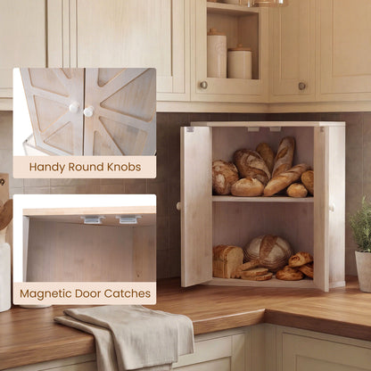 Corner Bread Box for Kitchen Counter Bamboo Double Layer Breadbox Organizer, White Sideboards Cabinets & Buffets at Gallery Canada